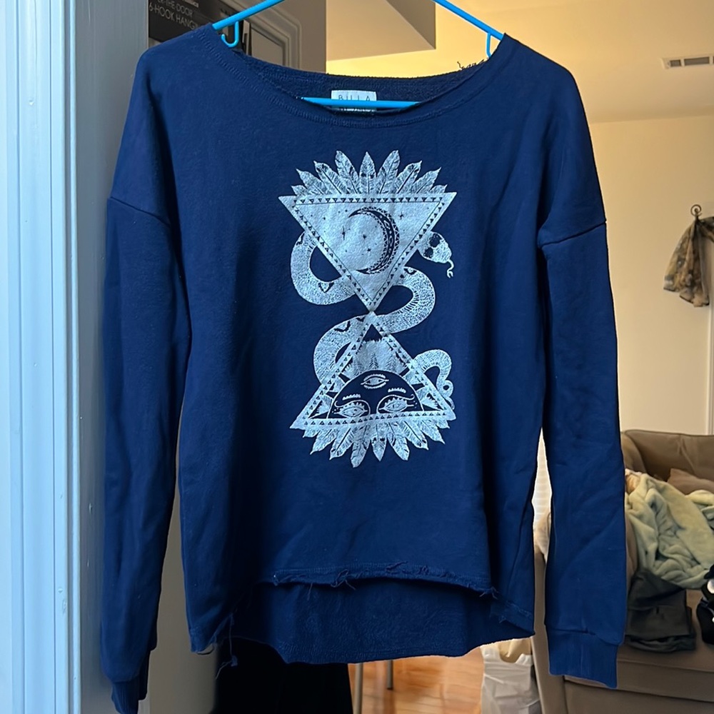 Billabong Navy Sweatshirt with White Mystical Snake Graphic